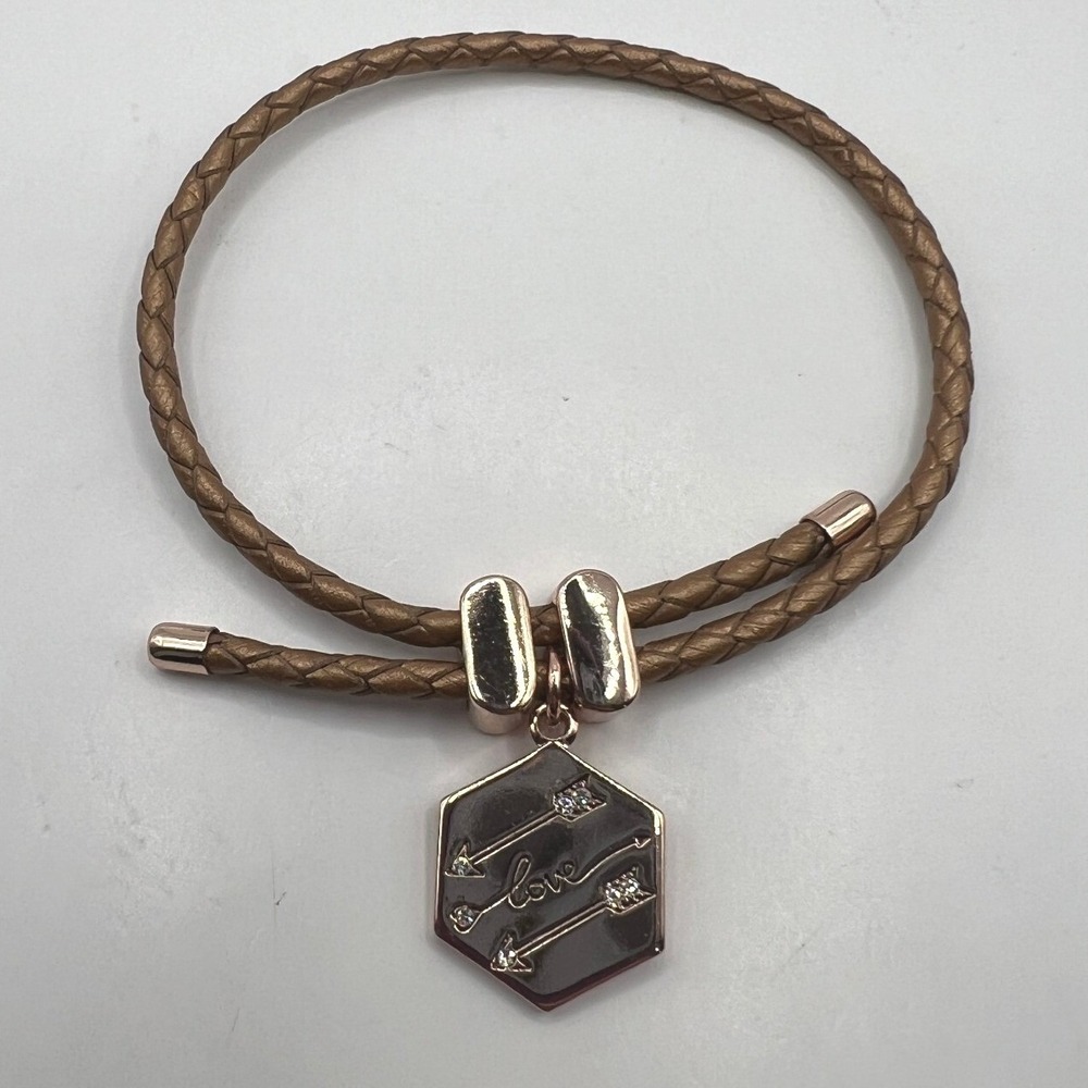 LA CN Adjustable Bracelet Rose‎ Gold Love Charm Clear Crystals